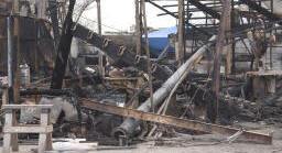 Remains of Aldeburgh boatyard fire