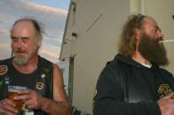 Two of the sprinkling of bikers