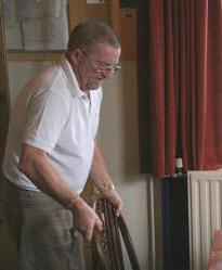 Terry sorting out a table for us