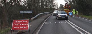 Temporary traffic lights on the A12