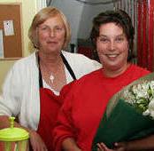 Sara's mum June and Sara with the flowers