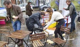 Wind blows over stall on Framlingham Market