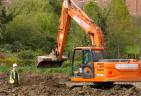 Digger in Fairfield Road Framlingham