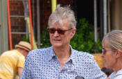 Tv presenter Nicholas Crane on the Market Hill Framlingham