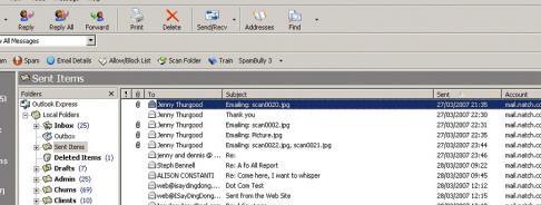 Oldest email highlighted