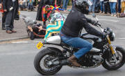 Passing motorbike at the Rendham Mummers