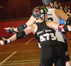 Warm up at Suffolk Roller Derby scrimmage