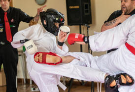 Lucy Crossland competing in the Ipswich Sport Karate championship